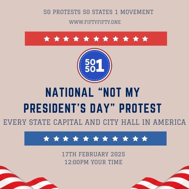 Social media image for President's Day protest